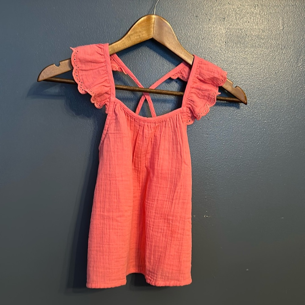 Gap kids coral tank with ruffle sleeves